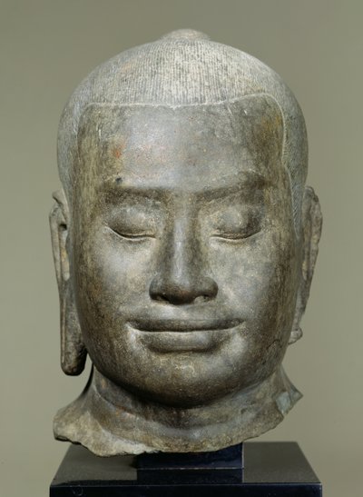 राजा जयवर्मन VII (r.1181-c.1220) (कांस्य) के प्रमुख द्वारा Cambodian School