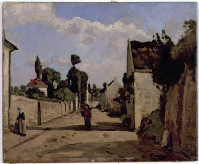 Rue de lHermitage, Pontoise, c.1867 (कैनवास पर तेल पैनल पर चढ़कर द्वारा केमिली जैकब पिसारो