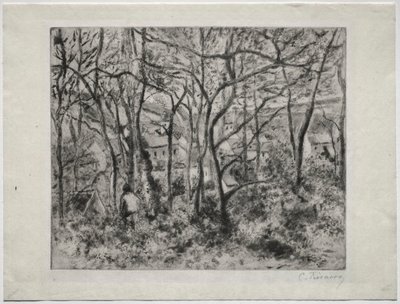 LHermitage, Pontoise, 1879 में वुडेड लैंडस्केप। द्वारा केमिली जैकब पिसारो