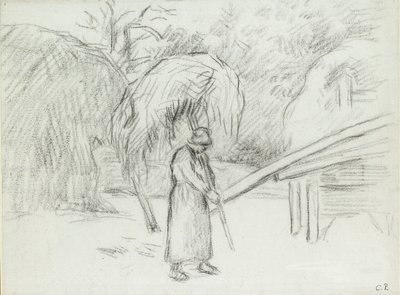 फौकॉल्ट के खेत में घास का भार ले जाने वाली एक महिला किसान का अध्ययन, c1875 द्वारा केमिली पिसारो