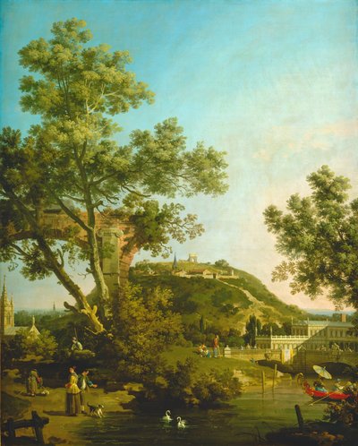 एक महल के साथ अंग्रेजी लैंडस्केप काबिलियो, सी। 1754. द्वारा कानालेत्तो