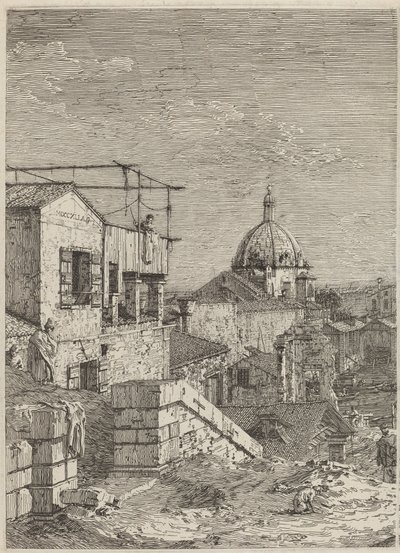 शिलालेख के साथ सदन [बाएं], 1741। द्वारा कानालेत्तो