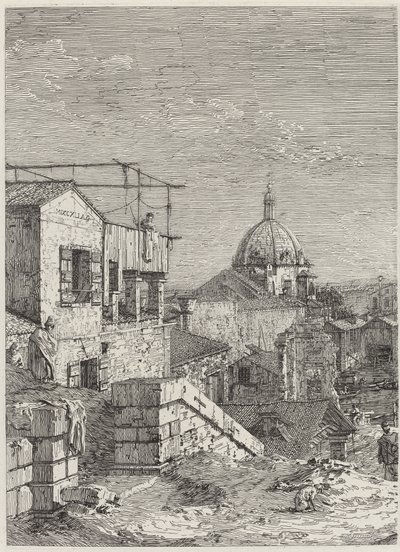 शिलालेख के साथ सदन [बाएं], 1741। द्वारा कानालेत्तो