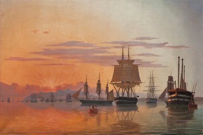 टैगस नदी पर फ्रिगेट थेटिस और कार्वेट फ्लोरा, 1844। द्वारा कार्ल डाहल