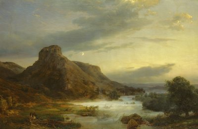 एक शाम धुंध में पर्वत, 1856 द्वारा कार्ल फ्रेडरिक लेसिंग