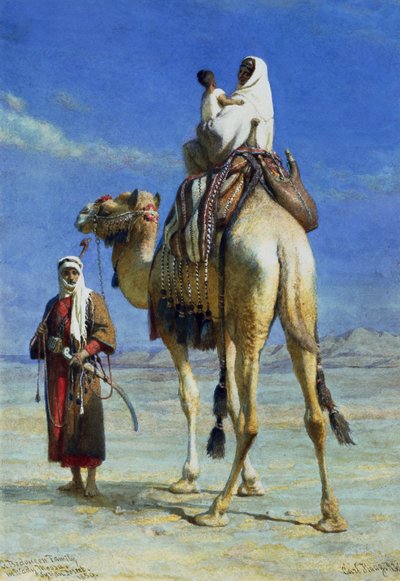 एक बैदौनी परिवार वाडी मूसा, सीरियाई रेगिस्तान में, 1859 द्वारा Carl Haag