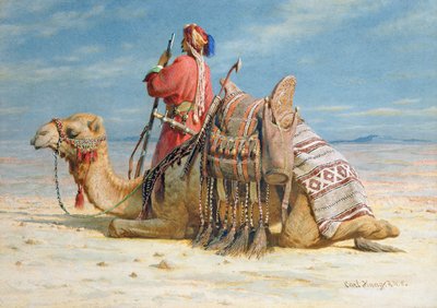 1874 में रेगिस्तान में एक खानाबदोश और उनका ऊंट विश्राम द्वारा Carl Haag