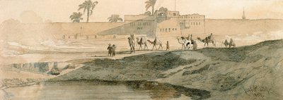 बाबील कैडिट, काहिरा, 1859 के बाहर (कागज पर पेंसिल और धुलाई) द्वारा कार्ल हाग