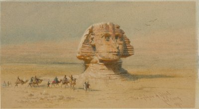 गिज़ा का स्फिंक्स (कागज पर पानी का रंग) (बोर्ड पर चिपकाया गया) द्वारा Carl Haag