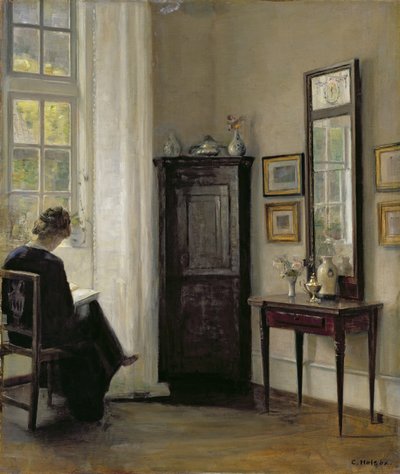 वुमन रीडिंग के साथ इंटीरियर द्वारा Carl Holsoe