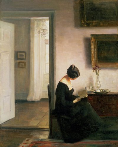 एक इंटीरियर में महिला पढ़ना द्वारा Carl Holsoe