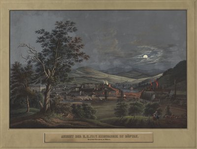 Zöptau में KK प्राइवेट आयरन फैक्ट्री का दृश्य, c. 1850. द्वारा कार्ल जूलियस रिडेन