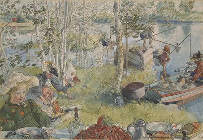 क्रेफ़िश फ़िशिंग - क्रेफ़िशिंग, लार्सन, कार्ल द्वारा (1853-1919)। कागज पर एक्रिलिक रंग। आयाम: 32x43 सेमी। राष्ट्रीय संग्रहालय स्टॉकहोम द्वारा कार्ल लार्सन