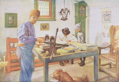 द प्रिंट रूम, पब। &39;लासस्ट लिक्ट हिनिन&39; (`लेट इन मोर लाइट &39;), 1910 द्वारा कार्ल लार्सन