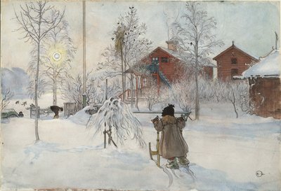 यार्ड एंड वॉश-हाउस, ए होम सीरीज़ से, c.1895 (wc पेपर पर) द्वारा Carl Larsson