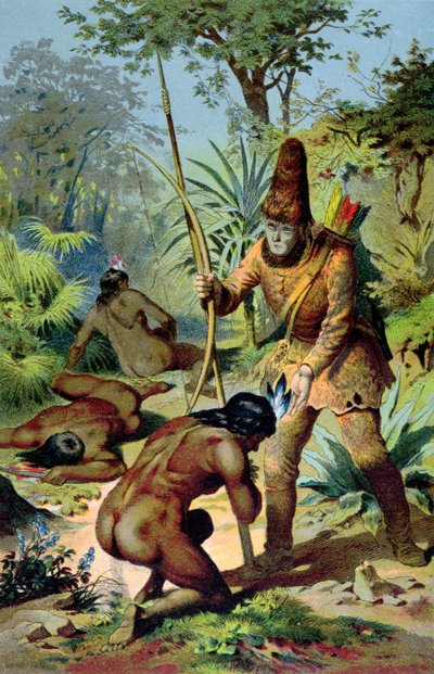 रॉबिन्सन क्रूसो और मैन फ्राइडे, c.1880 द्वारा कार्ल ऑफ़्टरडिंगर