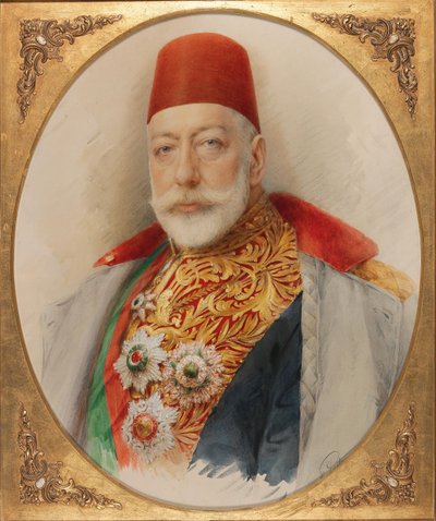 मेहमद वी 1844-1918 का चित्र, ओटोमन साम्राज्य के सुल्तान और खलीफा। द्वारा कार्ल पिट्ज़नर