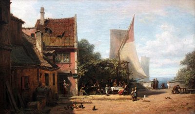 लेक स्टारबर्ग में पुराना सराय द्वारा Carl Spitzweg