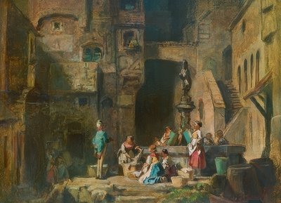 फव्वारे पर लॉन्ड्रेसेस। 1882 के आसपास द्वारा कार्ल स्पिट्जवेग