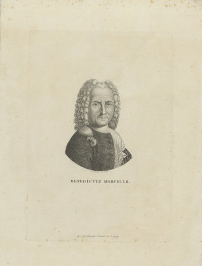 संगीतकार बेनेडेटो मार्सेलो 1686-1739 का चित्रांकन, सी। 1795। द्वारा कार्ल ट्रैगोट रिडेल