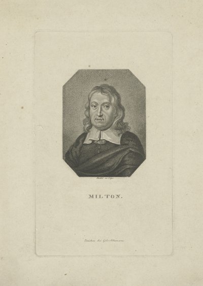 कवि जॉन मिल्टन 1608-1674, 1818-1821 को पोर्ट्रेट। द्वारा कार्ल ट्रैगोट रिडेल