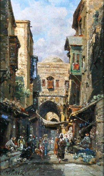 जेरूसलम में डेविड की सड़क, c.1890 (बोर्ड पर तेल) द्वारा कार्ल वट्टके