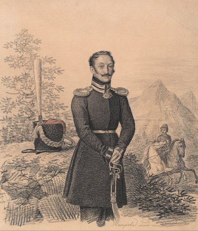 फ्योडोर अलेक्जेंड्रोविच बेकोविच-चर्कास्की की पोर्ट्रेट 1791-1833, 1822। द्वारा Carl von Hampeln