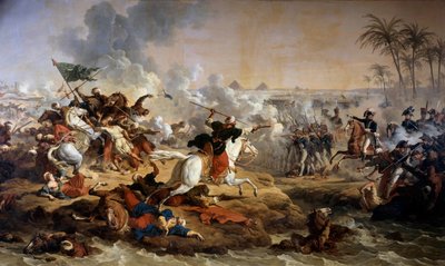 मिस्र का अभियान (अभियान) (१७९८-१८०१): "" 21/07/1798 को पिरामिडों की लड़ाई"" एंटोनी डिट कार्ले वर्नेट (1758-1836) द्वारा 18वीं सदी के बोइसी संत लेगर की पेंटिंग। ग्रोस्बोइस कैसल द्वारा कारल वर्नेट