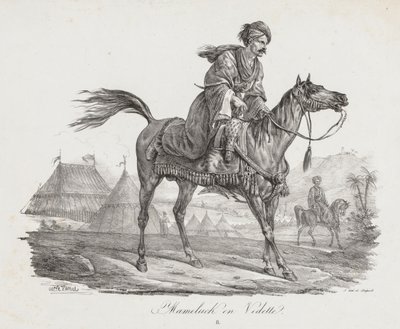 लार्ज स्वीट ऑफ हॉर्स: माउंटेड मैमेलुके, सी। 1818। द्वारा कारल वर्नेट