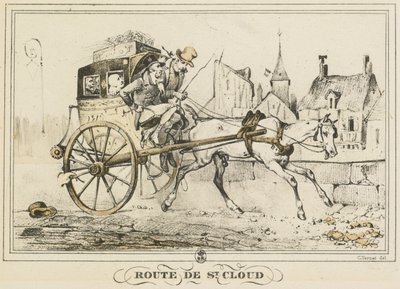 दैनिक जीवन के दृश्य, सड़कें और रास्ते: रोड टू सेंट-क्लाउड..., 1816। द्वारा कारल वर्नेट