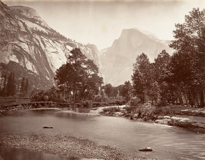 उत्तर और दक्षिण डोम, योसेमाइट, सीए। 1872, मुद्रित सीए। 1876. द्वारा कार्लटन ई. वॉटकिंस।