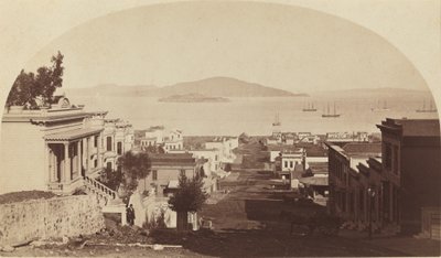 अलकाट्राज़ द्वीप और सैन फ्रांसिस्को खाड़ी, उत्तर की ओर देखते हुए, 1880 के दशक। द्वारा कार्लटन एम्मन्स वॉटकिंस