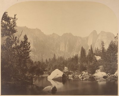 कैथेड्रल रॉक, डाउन द वैली, 1861। द्वारा कार्लटन एम्मन्स वॉटकिंस