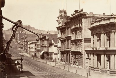 नॉर्थ साइड ऑफ़ कैलिफ़ोर्निया स्ट्रीट, 1864, मुद्रित सीए। 1876. द्वारा कार्लटन एम्मन्स वॉटकिंस