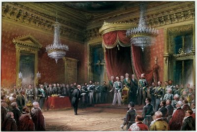 रिसोर्गिमेंटो - कार्लो फ़ारिनी (1812-1866) विक्टर इमैनुएल II (विक्टर इमैनुएल) (विटोरियो इमानुएल) (1820-1878) को 1860 में एमिलिया रोमाग्ना के विलय का समझौता (कैनवास पर तेल) प्रस्तुत करता है द्वारा कार्लो बोसोली