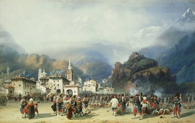 इटली में युद्ध: 1859 में फ्रांस के सैनिकों के साथ सुसा, मोंट सेनिस, बीवॉक द्वारा कार्लो बोसोली
