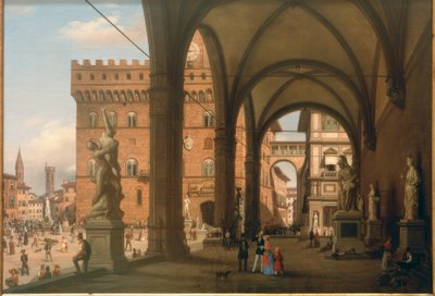 Loggia dei Lanzi . से पियाज़ा डेल ग्रैंडुका का दृश्य द्वारा कार्लो कैनेला