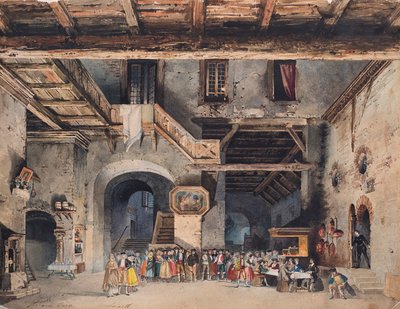 Giuseppe Verdi द्वारा ओपेरा ला फोर्ज़ा डेल डेस्टिनो के लिए डिज़ाइन सेट करें। द्वारा कार्लो फेरारियो