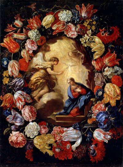 फूल, 17 वीं या 18 वीं सदी की शुरुआत के साथ घोषणा द्वारा Carlo Maratta