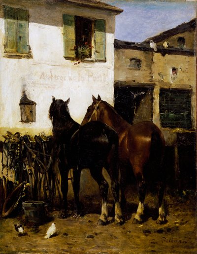 पोस्ट-हॉर्स, कार्लो पिट्टारा द्वारा पेंटिंग (1836-1891), कैनवास पर तेल, 41x32 सेमी, इटली द्वारा कार्लो पिटारा