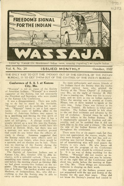 वासाजा का अंक, वॉल्यूम। 8, नंबर 20, अक्टूबर 1922 द्वारा कार्लोस मोंटेज़ुमा