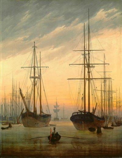एक बंदरगाह का दृश्य द्वारा Caspar David Friedrich