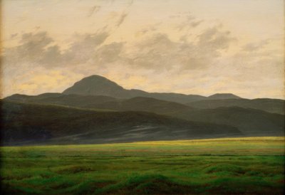 बोहेमिया में पहाड़ी परिदृश्य द्वारा Caspar David Friedrich