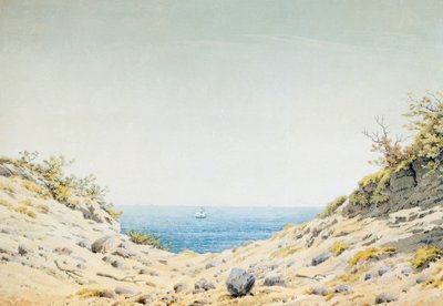 समुद्र के किनारे एक बैंक कट के माध्यम से देखें द्वारा Caspar David Friedrich