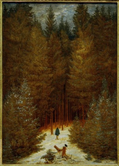 Chasseur im Walde (एक बर्फ से ढका हुआ देवदार का जंगल, तन्नेंवा द्वारा Caspar David Friedrich
