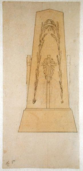 एक स्मारक के लिए डिजाइन, 1812 (कागज पर पीले रंग के साथ कलम) द्वारा कैस्पर डेविड फ्रेडरिक