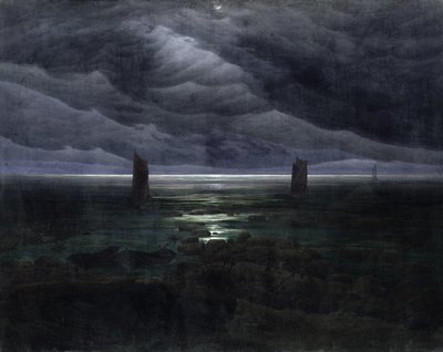 चांदनी में समुद्र का किनारा द्वारा Caspar David Friedrich