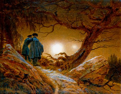 दो पुरुष चंद्रमा से युक्त होते हैं, c1825-1830 द्वारा Caspar David Friedrich