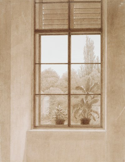 पार्क की तलाश में खिड़की, 1810-1811। द्वारा Caspar David Friedrich