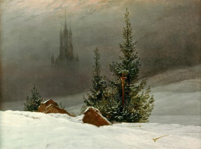 चर्च के साथ शीतकालीन परिदृश्य द्वारा Caspar David Friedrich